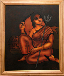 'Uma' - Ashit Pal - Mixed Media on Canvas - 36" x 30"