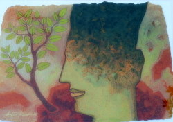 'Air' - Atin Basak - Tempera on Paper - 13x18.5 inches