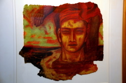 'Inner Eye' - Atin Basak - Tempera on Handmade Paper - 17" x 16"