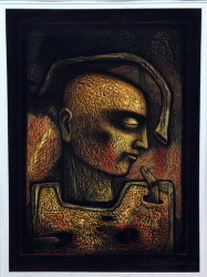 'Untitled(4)' - Atin Basak - Soft Pastel on Etching  - 20" x 15"