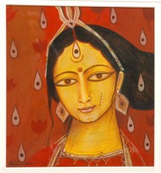'Durga' - Avishankar Mitra - Tempera - 10" x 9"