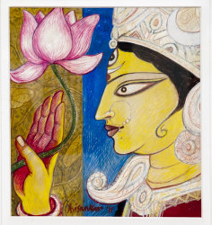 'Abhaya' - Avishankar Mitra - Tempera on Board - 10" x 9 &frac12;"