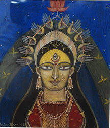 'Mahamaya' - Avishankar Mitra - Tempera on Board - 9.5" x 8"