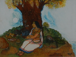 'Brato' - Bageshree Datta - Tempera on Rice Paper - 14" x 19"