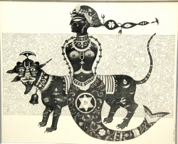'Bhubaneshwari' - Bhaskar Lahiri - Pen & Ink on Paper - 24" x 29"