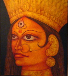 'Durga' - Biswajit Saha - Acrylic on Canvas - 15x14