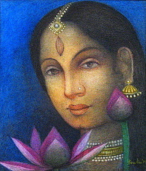 'Trinayani' - Bratin Khan - Tempera on Board - 16x14