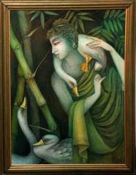 'Buddha' - Bratin Khan - Tempera - 40" x 30"