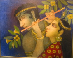 'Jugal' - Bratin Khan - Tempera on Canvas - 24 X 30 inches