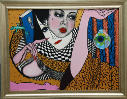 'Fish Bowl Eyes Of The Geisha' - Chandrima Bhattacharya - Acrylic on Canvas - 17" x 23"