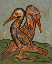 'Two Birds' - Chandrima Roy - Mixed Media - 24" x 19"