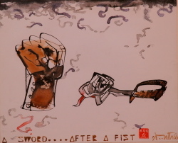 'A Sword After A Fist' - Chhatrapati Dutta - Water Colour and Ink on paper - 11" x 14"