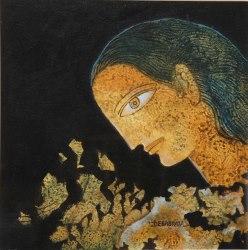 'Devi (2)' - Debabrata Chakrabarti - Acrylic on Canvas - 13" x 13"