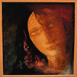 'Devi' - Debabrata Chakrabarti - Acrylic on Canvas - 14" x 14"