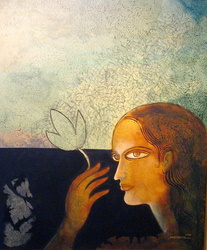 'She' - Debabrata Chakraborty - Acrylic on Canvas - 36x32