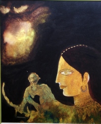 'Durga' - Debabrata Chakraborty - Acrylic on Canvas - 30” x 36”