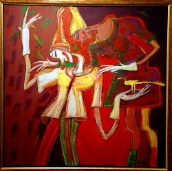 'Clown' - Dhiraj Choudhury - Acrylic on Canvas - 24" x 24"