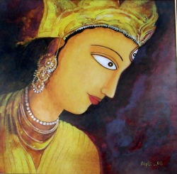 'Durga' - Dipti Chakraborty - Acrylic on Canvas - 18” x 18”