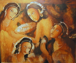 'Happy' - Dipti Chakraborty - Acrylic on Canvas - 30" x 36"