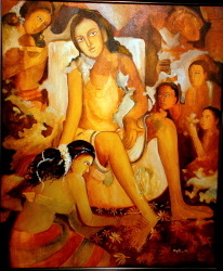 'Puja' - Dipti Chakraborty - Acrylic on Canvas - 36" x 30"