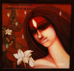 'Devi' - Dwijen Gupta - Acrylic on Canvas - 14" x 14.5"