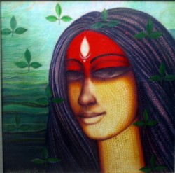 'Durga' - Dwijen Gupta - Acrylic on Canvas - 15.5” x 15.5”