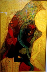 'Phoenix' - Dwijen Gupta - Mixed Media on Paper - 30" x 20"
