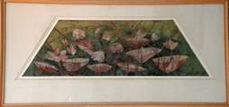 'Lotus Pond' - Gautam Basu - Tempera - 13" x 42"