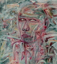 'Untitled' - Habibur Rahaman - Mixed Media on Paper - 13" x 12"