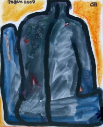 'Back' - Jogen Chowdhury - mixed media on paper - 14.5 x11.5 inches