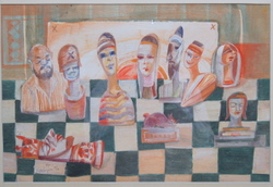 'The Game' - Katayun Saklat - Tempera - 12" x 18"