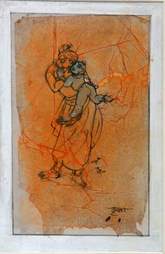 'Amma' - Krishna Bandopadhyay - Mixed Media - 8.5" x 5.5"