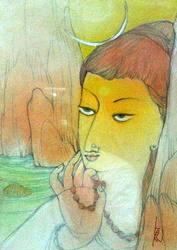 'Uma' - Krishna Bandyopadhyay - Mixed Media - 12x9