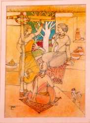 'Mood' - Krishna Bandyopadhyay - Mixed Media - 11� x 8�