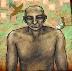 'Gesture' - Madhubanti Banerjee - Acrylic on Canvas - 23x23
