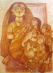 'Janani' - Manoj Mitra - Mixed Media - 14.9x11.2