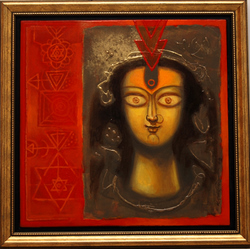 'Maa Durga' - Manoj Mitra - Acrylic - 18" x 18"