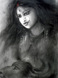 'Durga' - Nirban Ash - Drawing - 23” x 19”