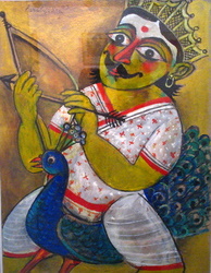'Kartick' - Paritosh Sen - Acrylic on Board - 25.5x20