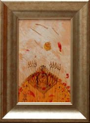'Durga' - Partha Dasgupta - Acrylic on Film sheet - 11" x 7"