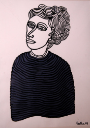 'The Lady' - Partha Pratim Deb - Ink and Acrylic on paper - 29" x 22"