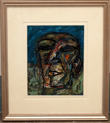 'Face (3)' - Rabin Mondal - Acrylic on coloured paper - 10" x 8"