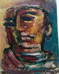 'Face (4)' - Rabin Mondal - Oil on Paper - 14� x 11�