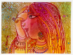 'Parvati' - Ramananda Bandyopadhyay - Mixed Media - 11" x 16"