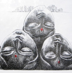 'Durga' - Rupa Rajbongshi - Pen and Ink - 12” x 14”