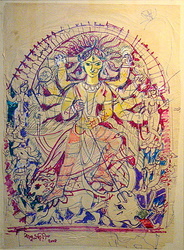 'Durga' - Shanu Lahiri - Mixed Media - 20X15
