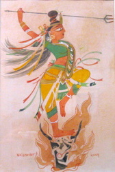 'Durgeshnandini' - Suktisubhra Pradhan - Water Colour - 11.5x8.5