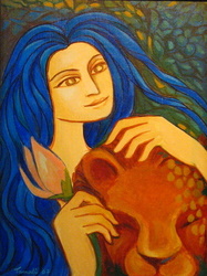 'Durga' - Tamali Dasgupta - Acrylic on Board - 12x16