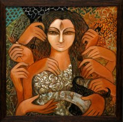 'Dasabhuja_2' - Tamali Dasgupta - Acrylic on Canvas - 19" x 19"
