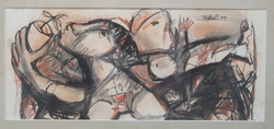 'Shakambhari' - Tapati Sarkar - Charcoal on paper - 10" x 23"